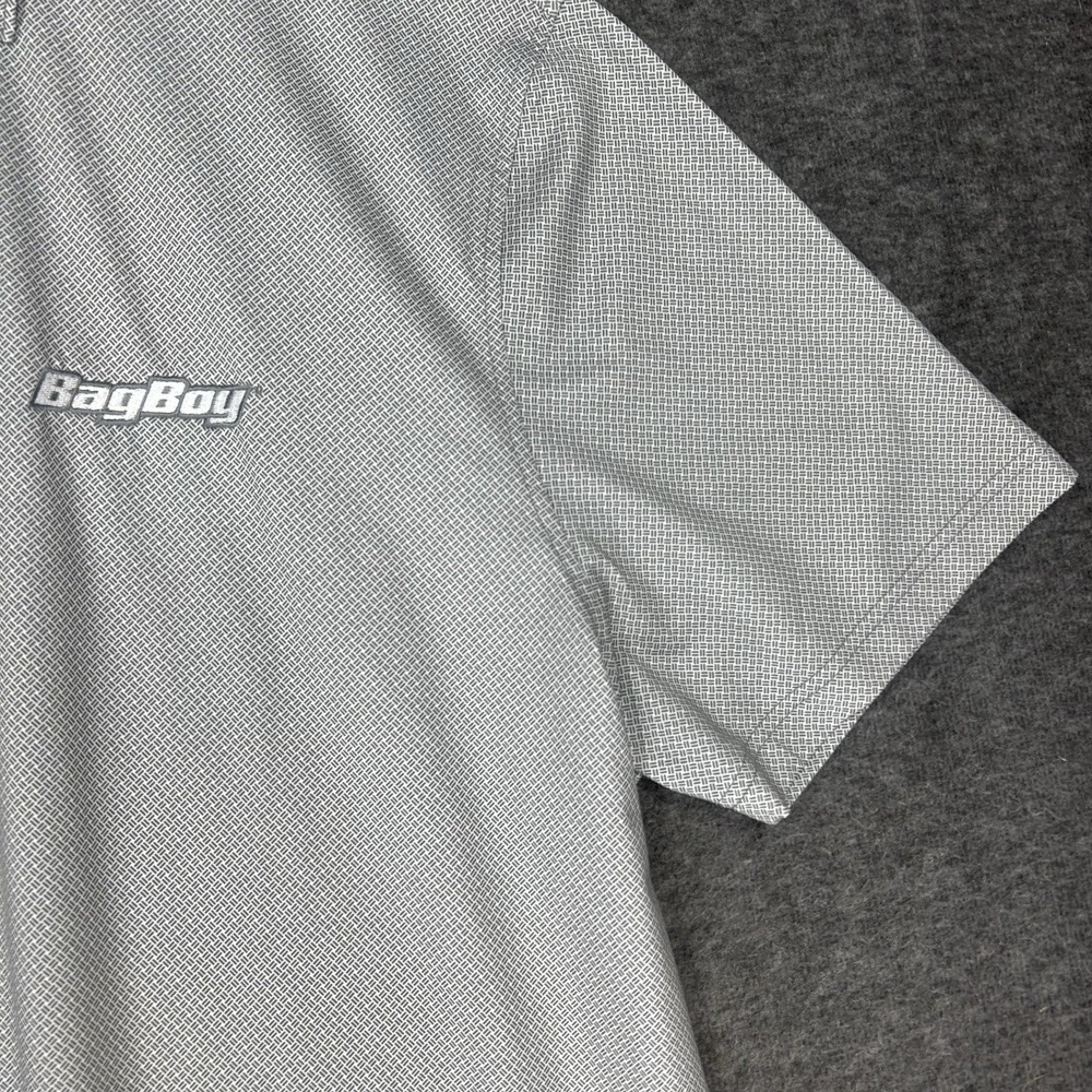 Johnnie O Polo Shirt Mens 2XL Gray Geometric Performance Stretch Bag Boy - Picture 4 of 15
